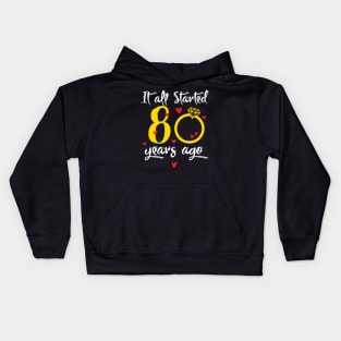 Wedding Anniversary 80 Years Together Golden Family Marriage Gift For Husband And Wife Kids Hoodie